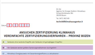 Ansuchen Zertifizierung